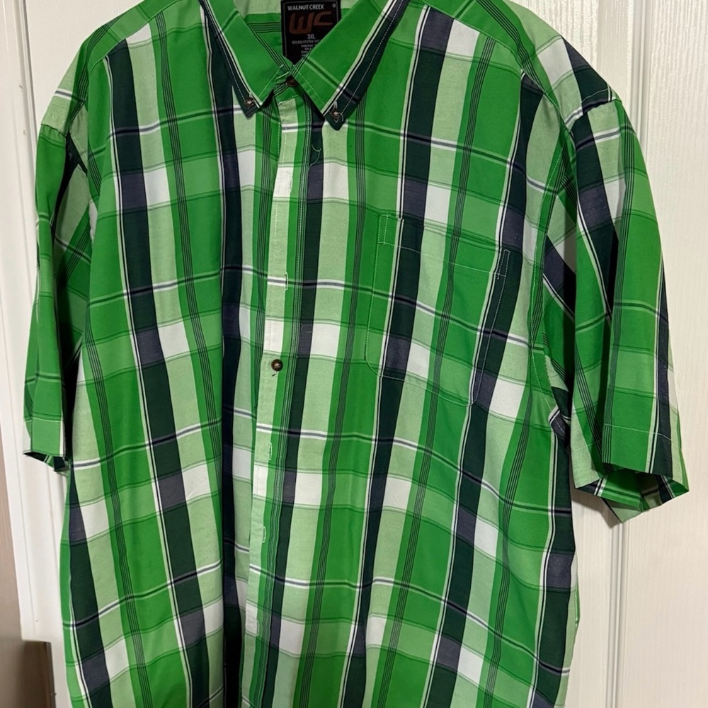 Walnut Creek Men's Green Plaid Button Down Shirt 3XL - Picture 3 of 5